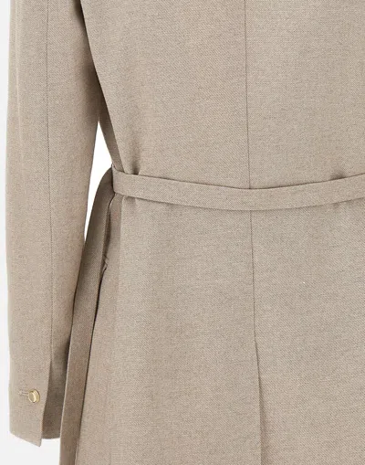 Marella Narrow-lapel Belted Blazer In Neutral