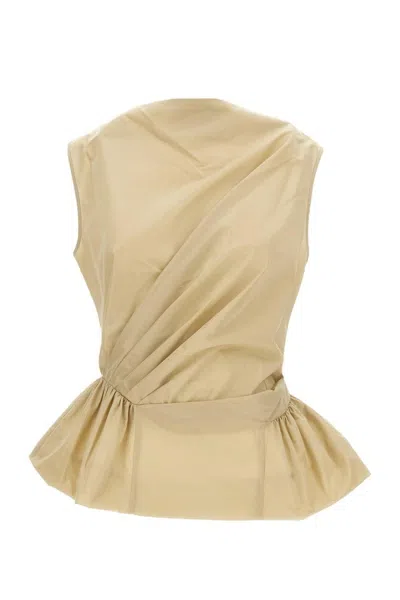 Simone Rocha Draped Beige Top With Fitted Bodice In Neutral