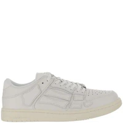 Amiri Paneled White Leather Low-top Sneakers With Lace-up Closure In White