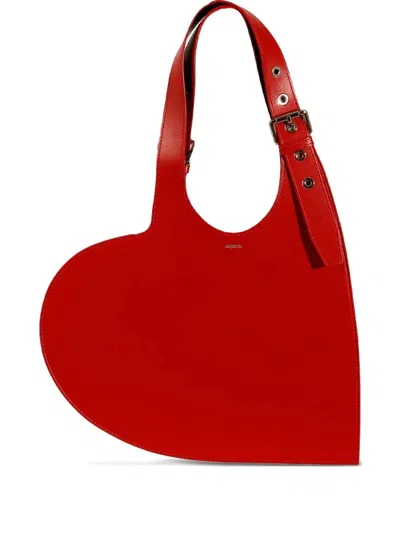 Coperni Heart-shaped Red Calfskin Tote Bag With Adjustable Handle In Red