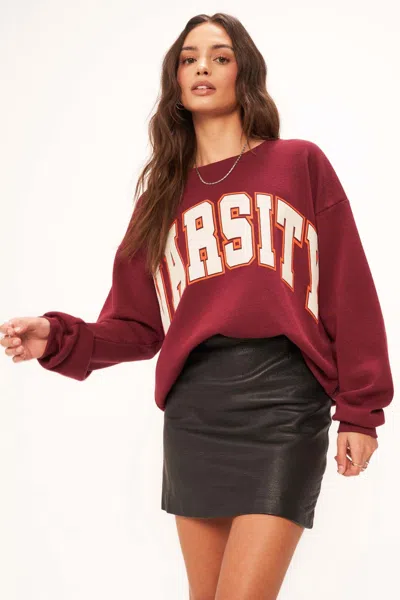Project Social T Varsity Sweatshirt In Merlot In Burgundy