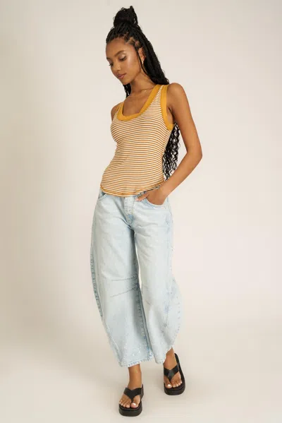 Project Social T Hits Different Striped Ringer Tank In Golden Harvest Stripe In Multi