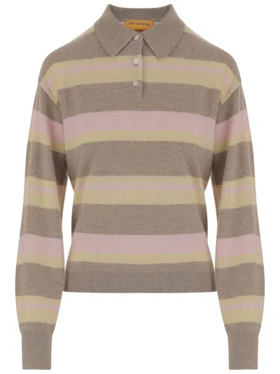Guest In Residence Collegiate Stripe Polo With Cashmere Composition In Multi