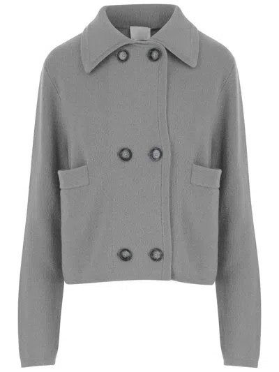 Allude Sophisticated Wool And Cashmere Jacket With Double-breasted Closure In Gray
