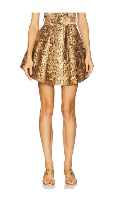Zimmermann Midi Skirt With Animal Print And Belt In Brown