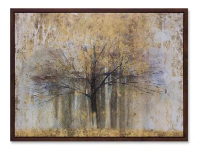 Melrose International Painted Landscape Canvas Wall Decor With Wood Frame And Gold Finish 31.5"l - Black, Yellow, Brown