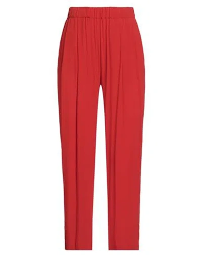 Semicouture Woman Pants Red Size 6 Acetate, Silk In Red