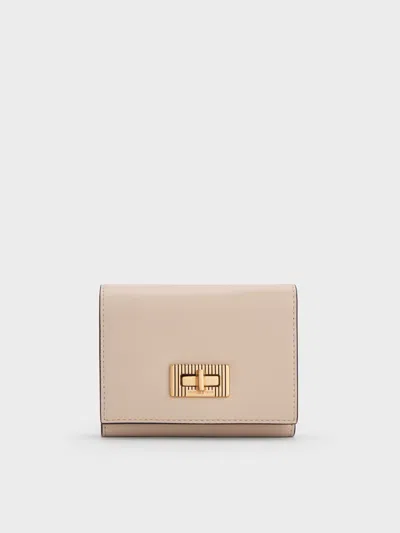 Charles & Keith - Edna Turn-lock Knotted-strap Wallet In Brown