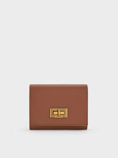 Charles & Keith - Edna Turn-lock Knotted-strap Wallet In Brown