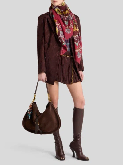 Etro Jacquard Floral Patterned Skirt In Burgundy