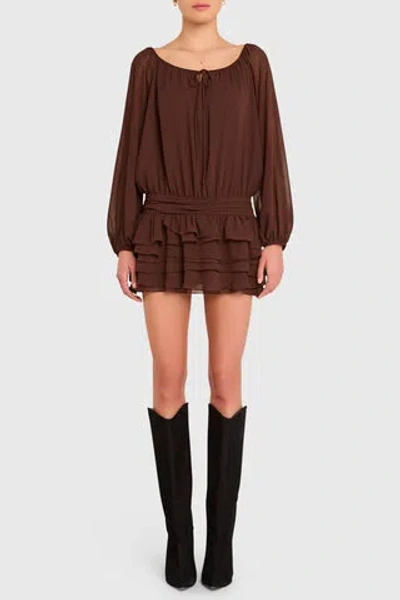 Amanda Uprichard Dallas Skort Romper Cocoa In Brown