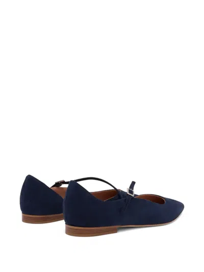 Malone Souliers X Tabitha Simmons Linen Pointed-toe Mary-jane Flats In Blue