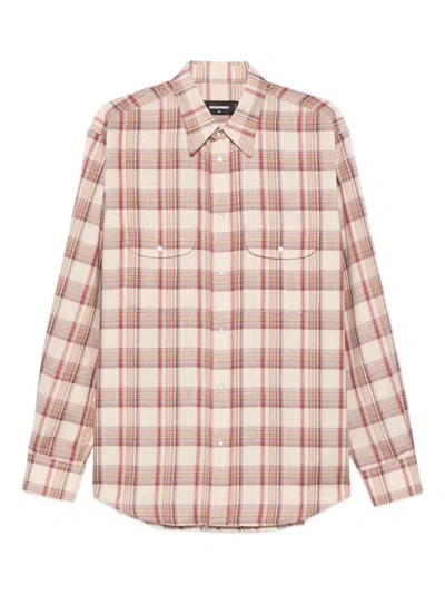 Dsquared2 Plaid Shirt With Lurex Thread In Brown