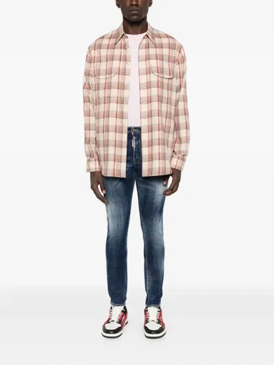 Dsquared2 Plaid Shirt With Lurex Thread In Brown