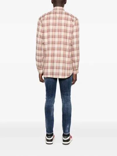 Dsquared2 Plaid Shirt With Lurex Thread In Brown