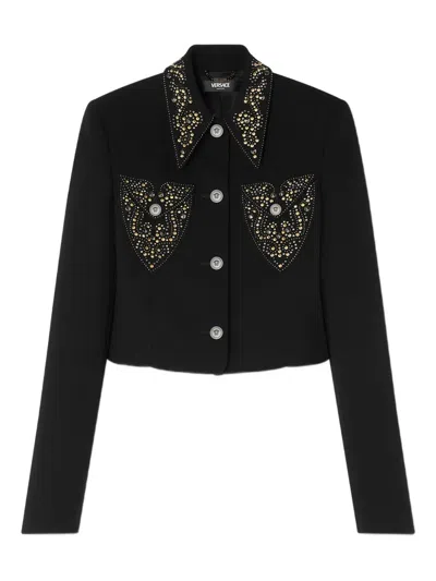 Versace Blazer Informal In Crepe Di Lana Light Weight In Multi