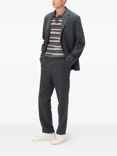 Missoni Single-breasted Jacket With Zigzag Pattern In Gray