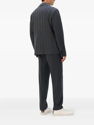 Missoni Single-breasted Jacket With Zigzag Pattern In Gray