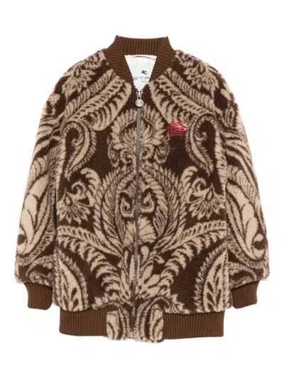 Etro Bomber Jacket With Paisley Print In Brown