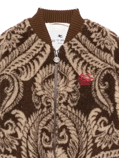 Etro Bomber Jacket With Paisley Print In Brown