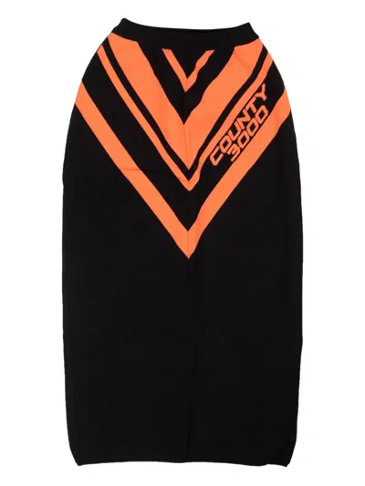 Marcelo Burlon County Of Milan Black Faded Orange Knit Diagonal Midi Skirt In Multi
