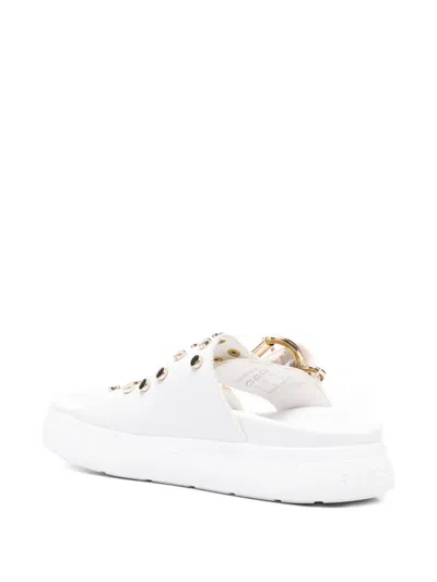 Bugatti Buckle-studded Slides In White