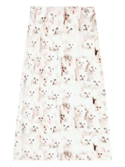 Diesel Midi Skirt In Viscose With All-over Print In Multi