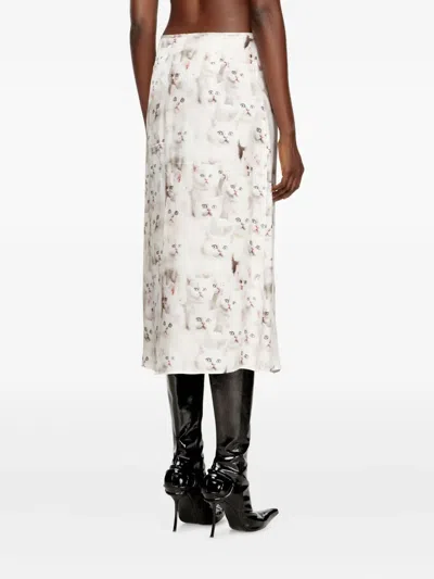 Diesel Midi Skirt In Viscose With All-over Print In Multi