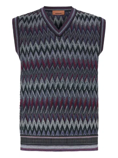 Missoni Chevron-pattern V-neck Sweater Vest In Multi