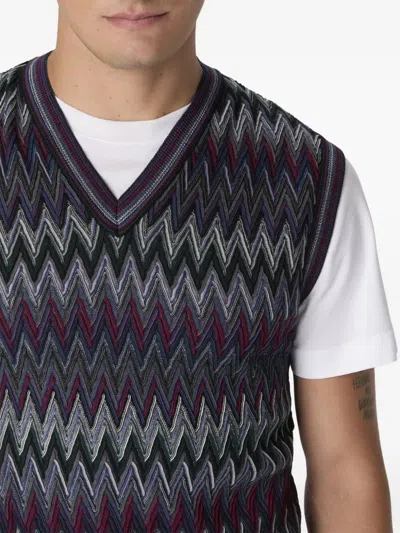 Missoni Chevron-pattern V-neck Sweater Vest In Multi