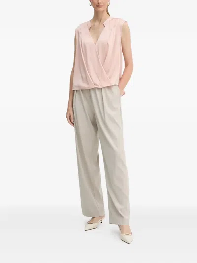 Hugo Boss Womens Open Purple V-neck Regular-fit Stretch-silk Blouse In Pink