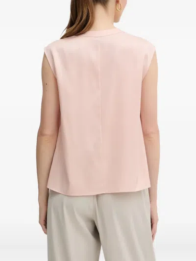 Hugo Boss Womens Open Purple V-neck Regular-fit Stretch-silk Blouse In Pink