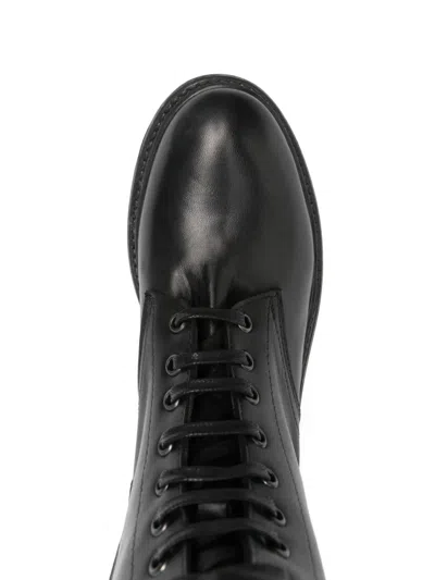 Julie Dee Combat Boots In Black Leather In Black