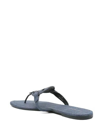 Tory Burch Miller Denim Logo Thong Sandals In Blue