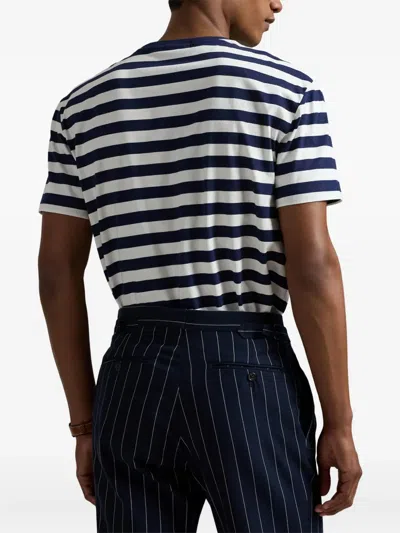 Polo Ralph Lauren Tailored Slim-fit Striped T-shirt In Blue