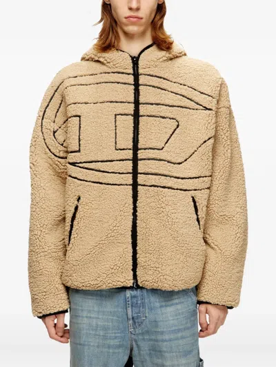 Diesel S-zat Teddy Zip Hoodie In Brown