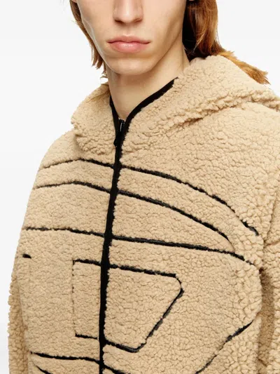 Diesel S-zat Teddy Zip Hoodie In Brown