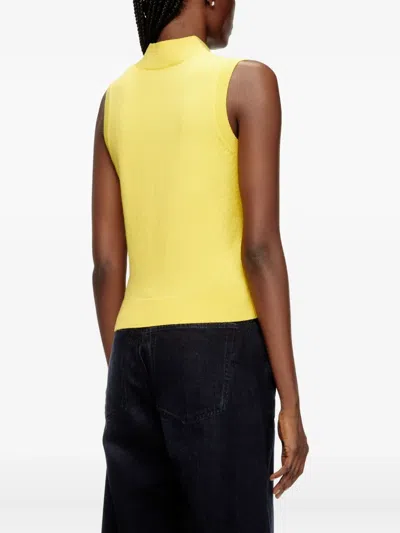 Diesel Cut-out Turtleneck Vest In Argyle Wool In Yellow