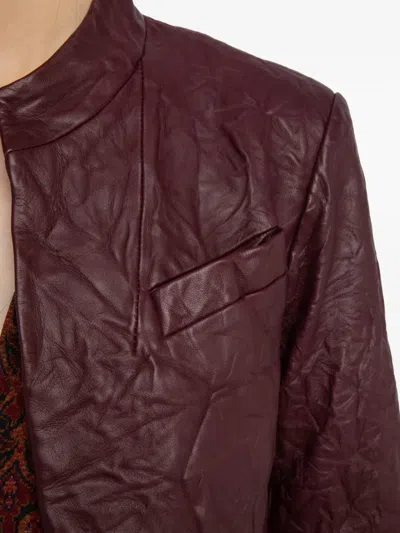 Zadig & Voltaire Veryn Cuir Froisse Leather Jacket In Burgundy