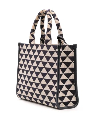 Pre-owned Prada 2021-2025 Small Canvas Symbole Triangolo Satchel In Blue