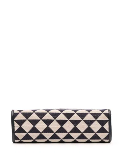 Pre-owned Prada 2021-2025 Small Canvas Symbole Triangolo Satchel In Blue