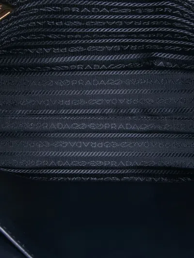 Pre-owned Prada 2021-2025 Small Canvas Symbole Triangolo Satchel In Blue