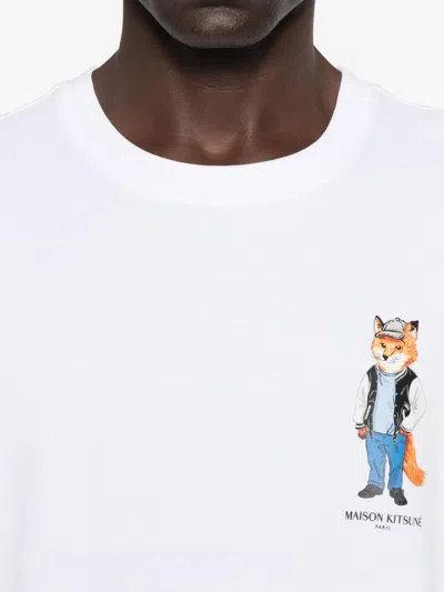 Maison Kitsuné T-shirt With Dressed Fox Embroidery In White