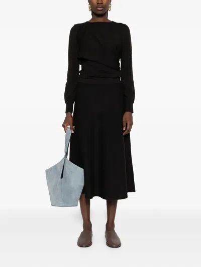 P.a.r.o.s.h Draped Wool Sweater In Black