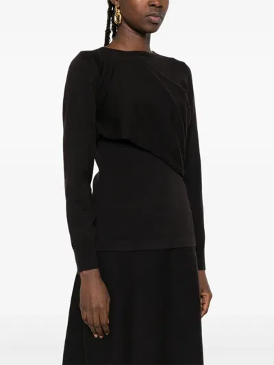 P.a.r.o.s.h Draped Wool Sweater In Black