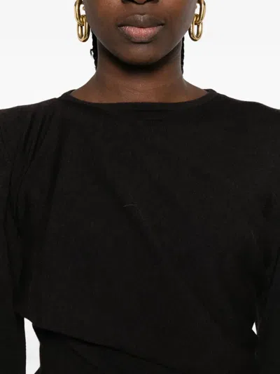 P.a.r.o.s.h Draped Wool Sweater In Black