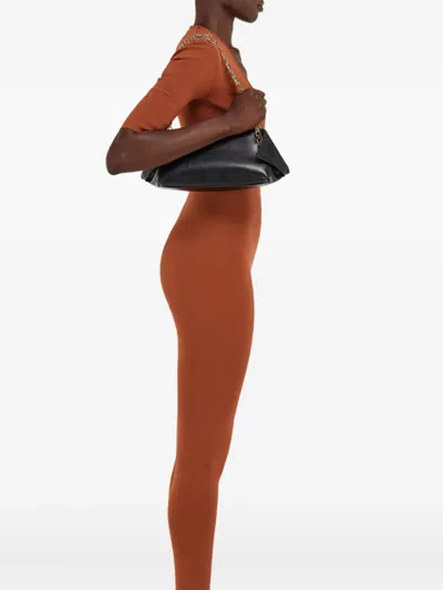 Ferragamo Brown Shoulder Bag With Logo Strap And Logo Lettering On The Front In Leather Woman In Black