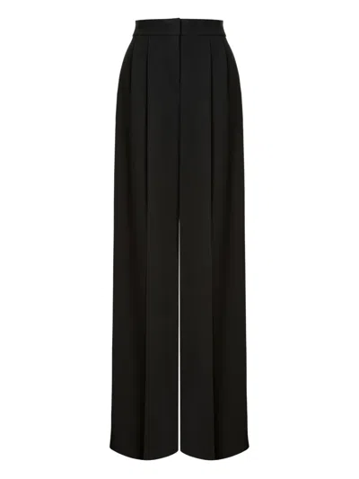 Alberta Ferretti Cady Stretch Wide Leg Trousers In Black