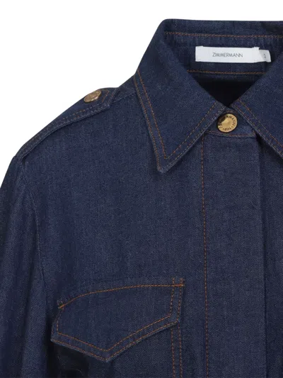 Zimmermann Denim Cargo Midi Dress In Blue