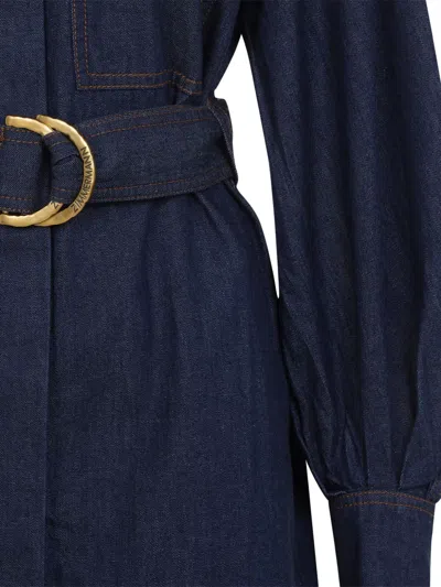 Zimmermann Denim Cargo Midi Dress In Blue